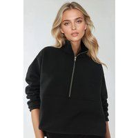 Lockeres Half-Zip Sweatshirt mit Kragen