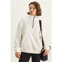 Locker geschnittenes Sweatshirt mit Halbreißverschluss