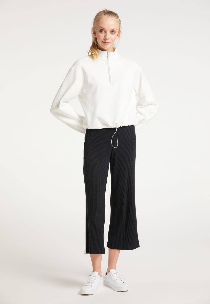 Cropped Sweatshirt mit halbem Reißverschluss