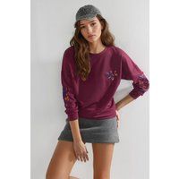 Besticktes Sweatshirt mit Rundhalsausschnitt