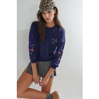 Besticktes Crewneck-Sweatshirt aus Modal-Mischung