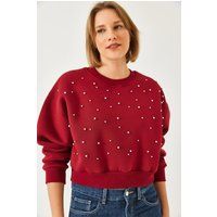 Sweatshirt mit Perlenbesatz und Rundhalsausschnitt