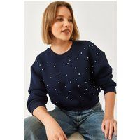Lockeres Sweatshirt mit Perlenverzierung