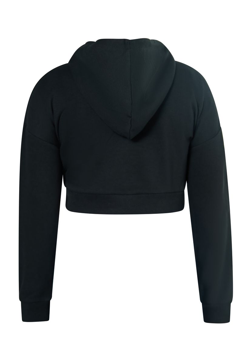 Kurzer Kapuzenpullover mit Rock-Verzierung