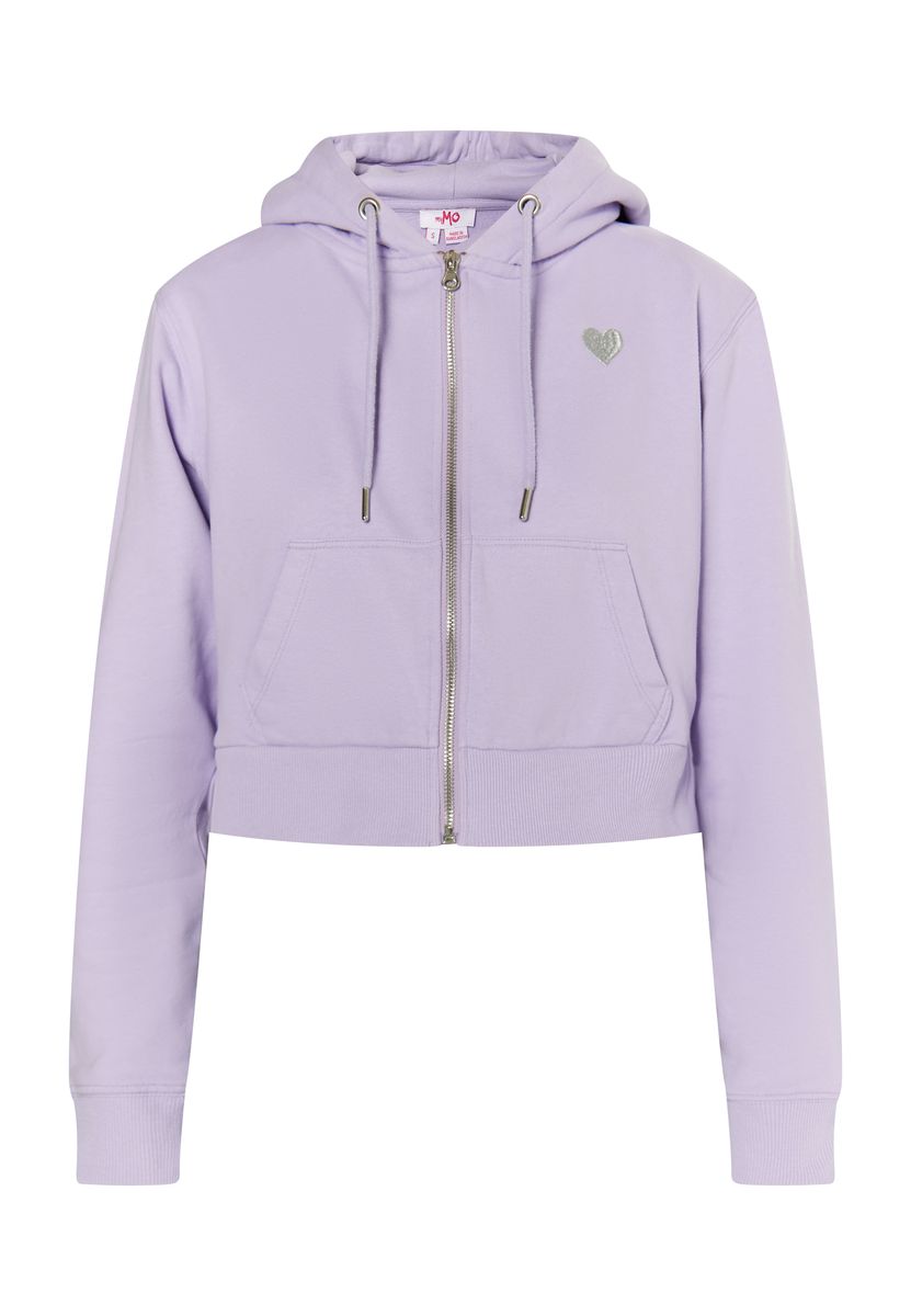 Kurzer Zip-Hoodie mit Stickerei