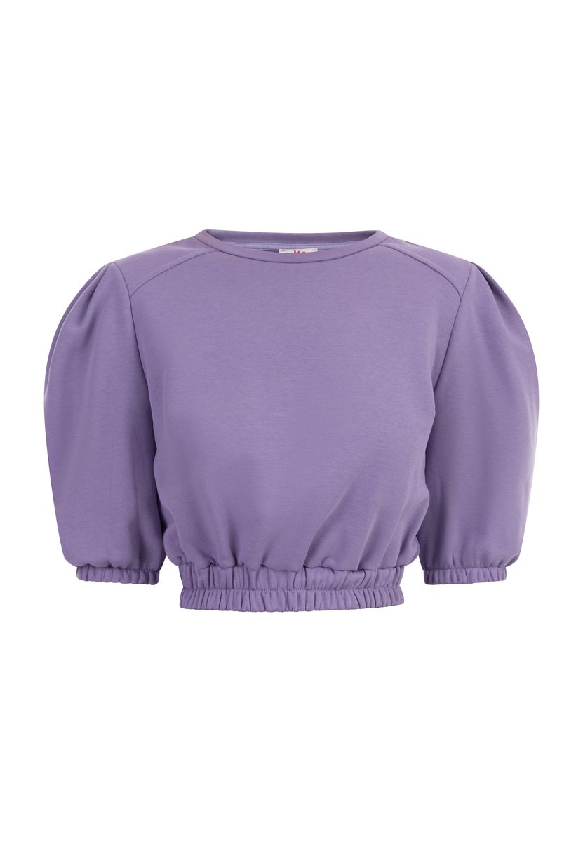 Cropped-Sweatshirt mit Puffärmeln