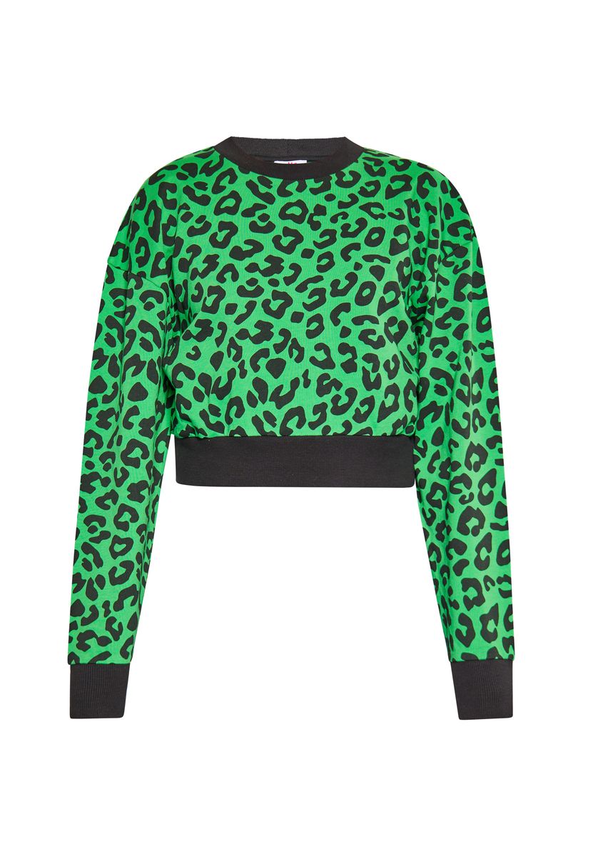 Bauchfreies Sweatshirt mit Leopardenmuster