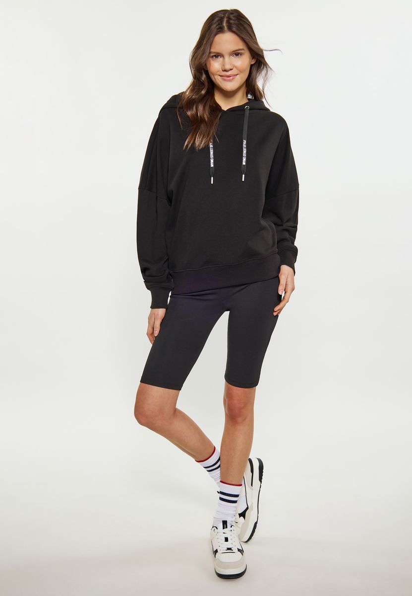 Lockerer Kapuzenpullover mit Logo-Kordelzügen