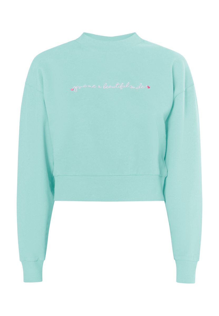 Kurzes Sweatshirt mit Statement-Stickerei