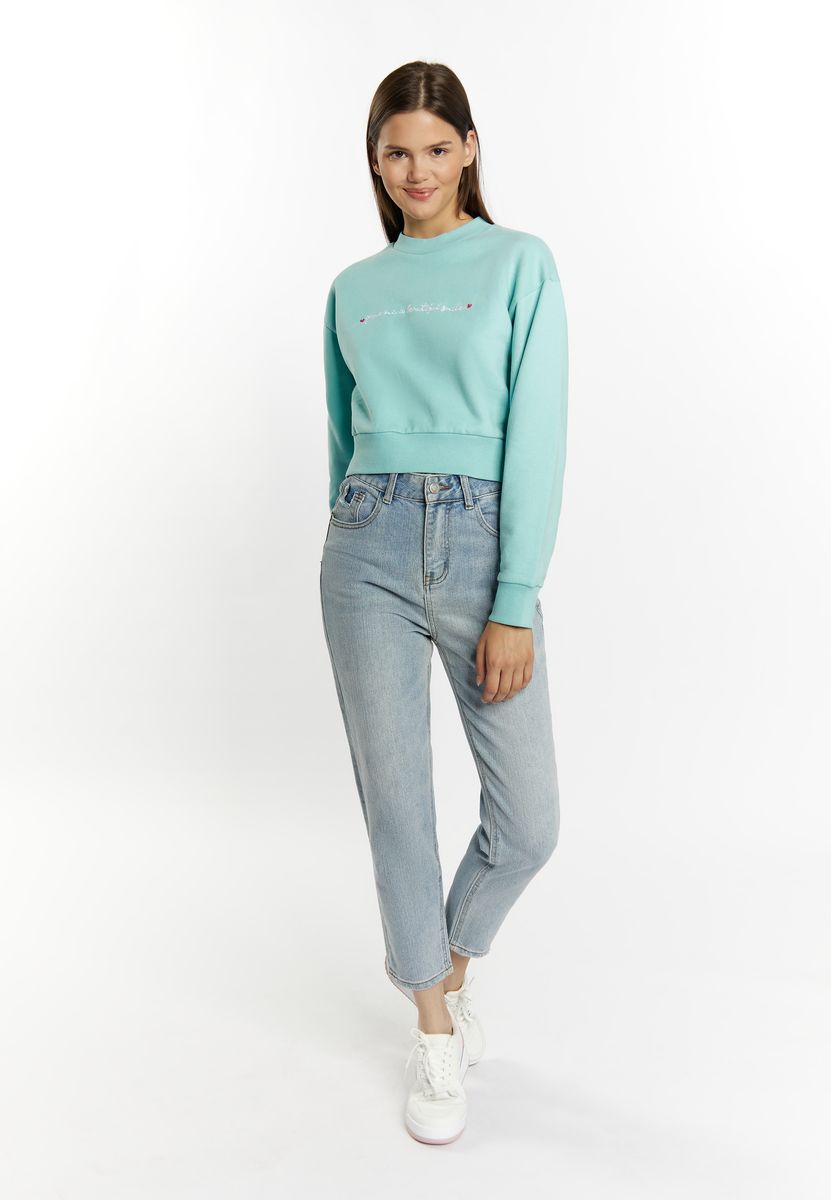 Kurzes Sweatshirt mit Statement-Stickerei