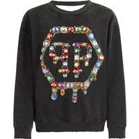 Oversize-Sweatshirt mit Strass-Hexagon und Rückenausschnitt