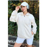 Oversized Fleecejacke im Colorblock-Design