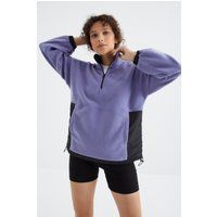 Oversize-Fleece-Pullover mit halbem Reißverschluss