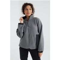 Oversized Plüsch-Sweatshirt mit halbem Reißverschluss