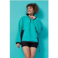 Oversized Fleece-Sweatshirt mit Halbreißverschluss