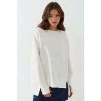 Oversize-Sweatshirt mit Seitenschlitzen und Rundhalsausschnitt