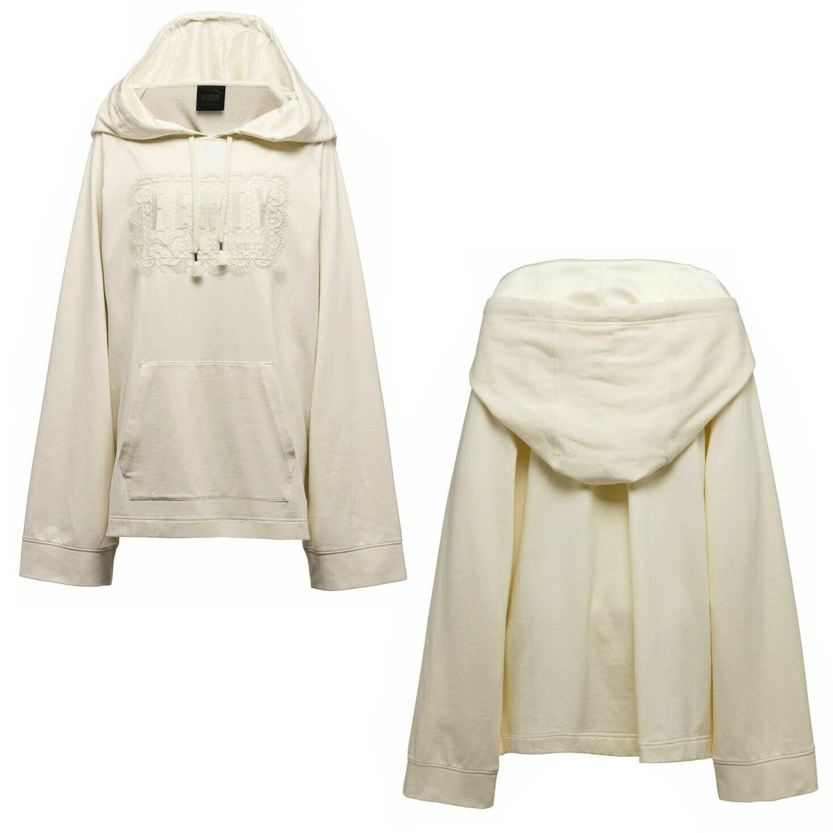 Oversized Fleece-Hoodie mit Spitzen-Detail