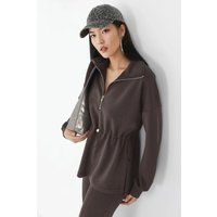 Half-Zip Sweatshirt mit Tunnelzug