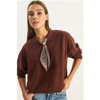 Rippstrick-Sweatshirt mit Schal-Detail