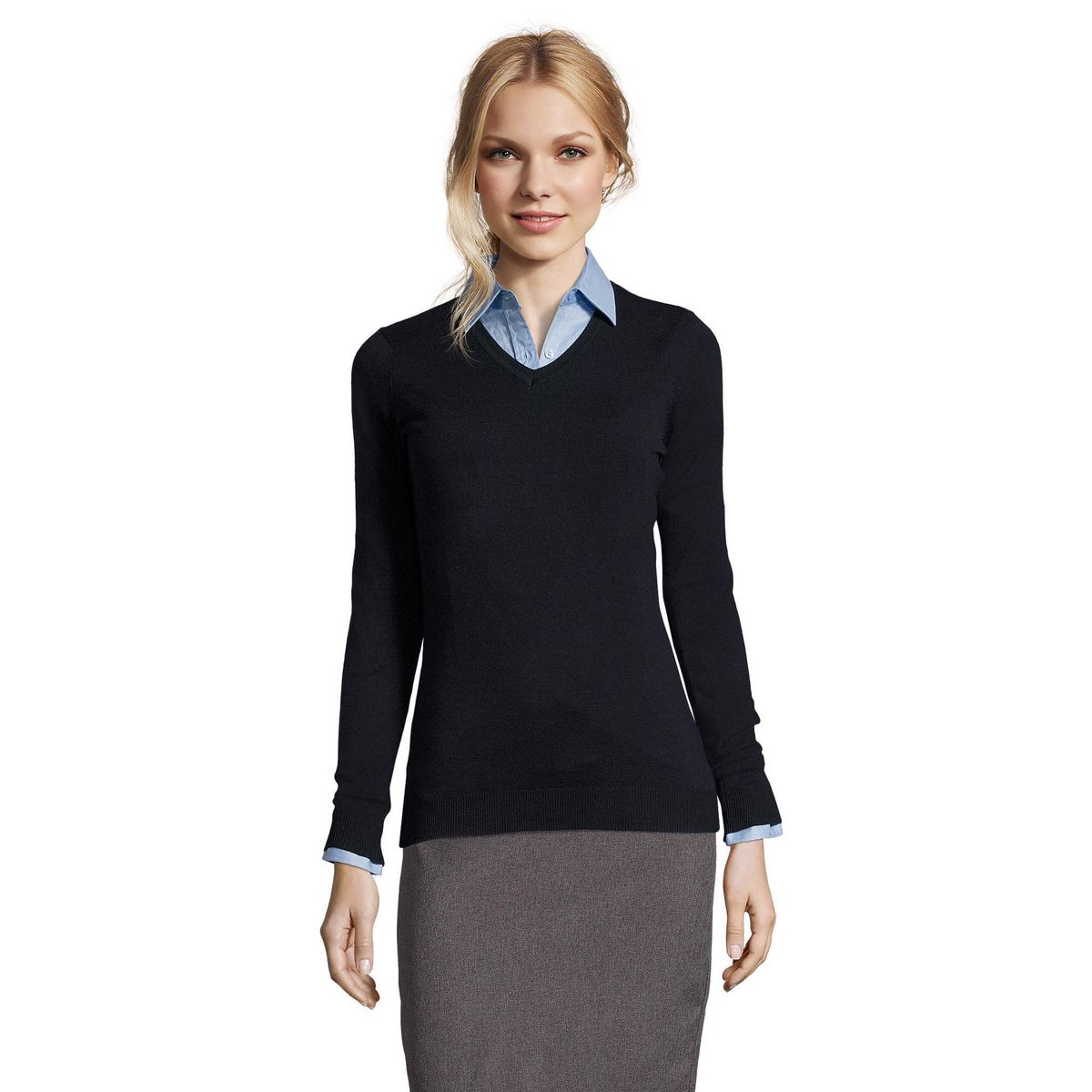Feinstrick-Pullover mit V-Ausschnitt
