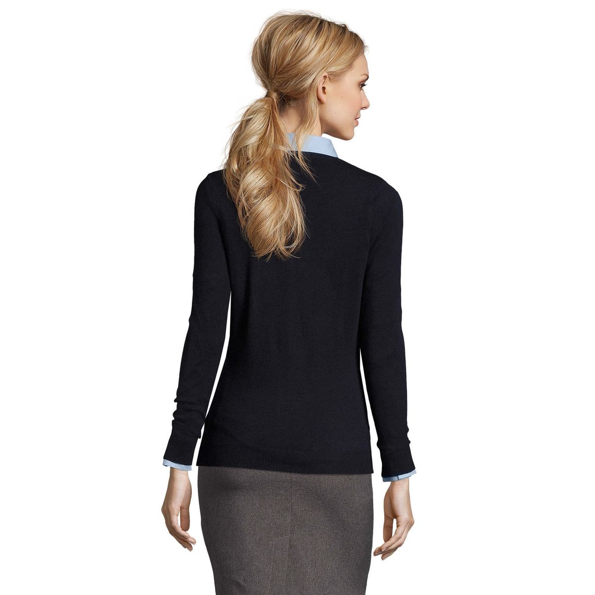 Feinstrick-Pullover mit V-Ausschnitt