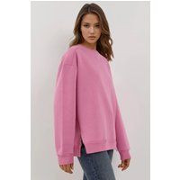 Texturiertes Rundhals-Sweatshirt mit Reißverschlüssen