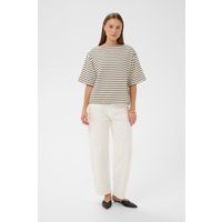 Gestreiftes Sweatshirt mit U-Boot-Ausschnitt