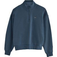 Kastenförmiges Halbreißverschluss-Sweatshirt mit Pfirsich-Finish