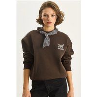 Crewneck-Sweatshirt mit Tierprint-Tuch