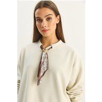 Ripp-Sweatshirt mit Schal-Detail