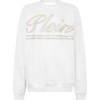 Sweatshirt mit Strass und Rückenausschnitt