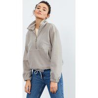 Übergroßes Plüsch-Sweatshirt mit Halbreißverschluss