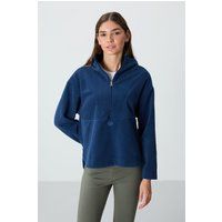 Übergroßer Plüsch-Halbreißverschluss-Hoodie