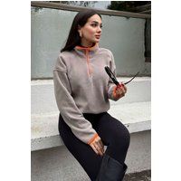 Übergroßes Plüsch-Essential mit Half-Zip