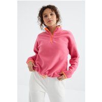 Übergroßes Half-Zip Fleece-Sweatshirt
