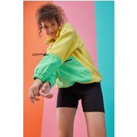 Oversized Plüsch-Sweatshirt mit halbem Reißverschluss