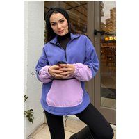 Übergroßer Plüsch-Fleece-Pullover mit Reißverschluss
