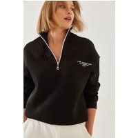 Übergroßer Logo-Pullover mit Viertelreißverschluss