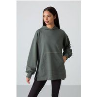 Übergroßer Longline-Grafik-Hoodie