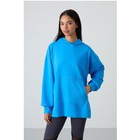Übergroßer Longline-Hoodie mit Grafik-Print
