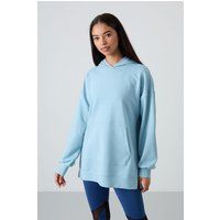 Übergroßer Fleece-Kapuzenpullover mit Text