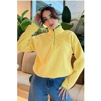 Übergroßes Plüsch-Sweatshirt mit Reißverschluss