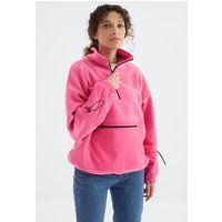 Übergroßes Plüsch-Sweatshirt mit halbem Reißverschluss