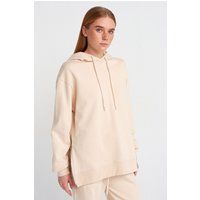 Oversize-Baumwoll-Hoodie mit seitlichem Reißverschluss