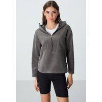 Oversized Fleece-Hoodie mit Halbreißverschluss
