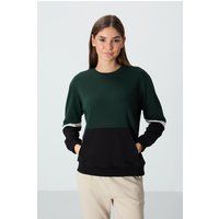 Locker geschnittenes Colorblock-Fleece-Sweatshirt