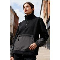 Übergroßes Plüsch-Sweatshirt mit halbem Reißverschluss