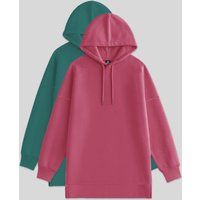 Übergroßer Longline-Fleece-Kapuzenpullover