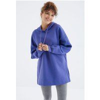 Übergroßer langer Fleece-Kapuzenpullover