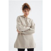 Oversized Longline Kapuzenpullover aus Baumwollmix
